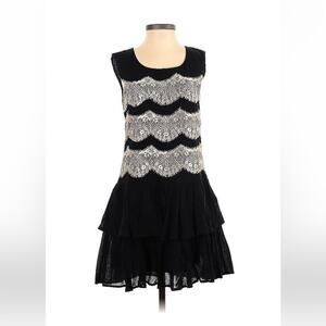 b+ab ruffle and lace cocktail party drop waist dress, size 160/80a 38 or med